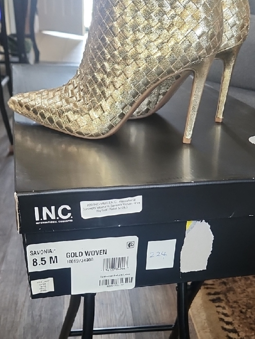 INC International Concepts Gold Knee-High Woven Pointed-Toe Boots Office,Evening - Picture 2 of 8